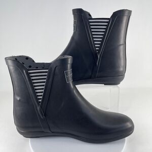 London Fog Piccadilly Women's Black Pull-On Ankle Rain Boots Size US 9M | NEW